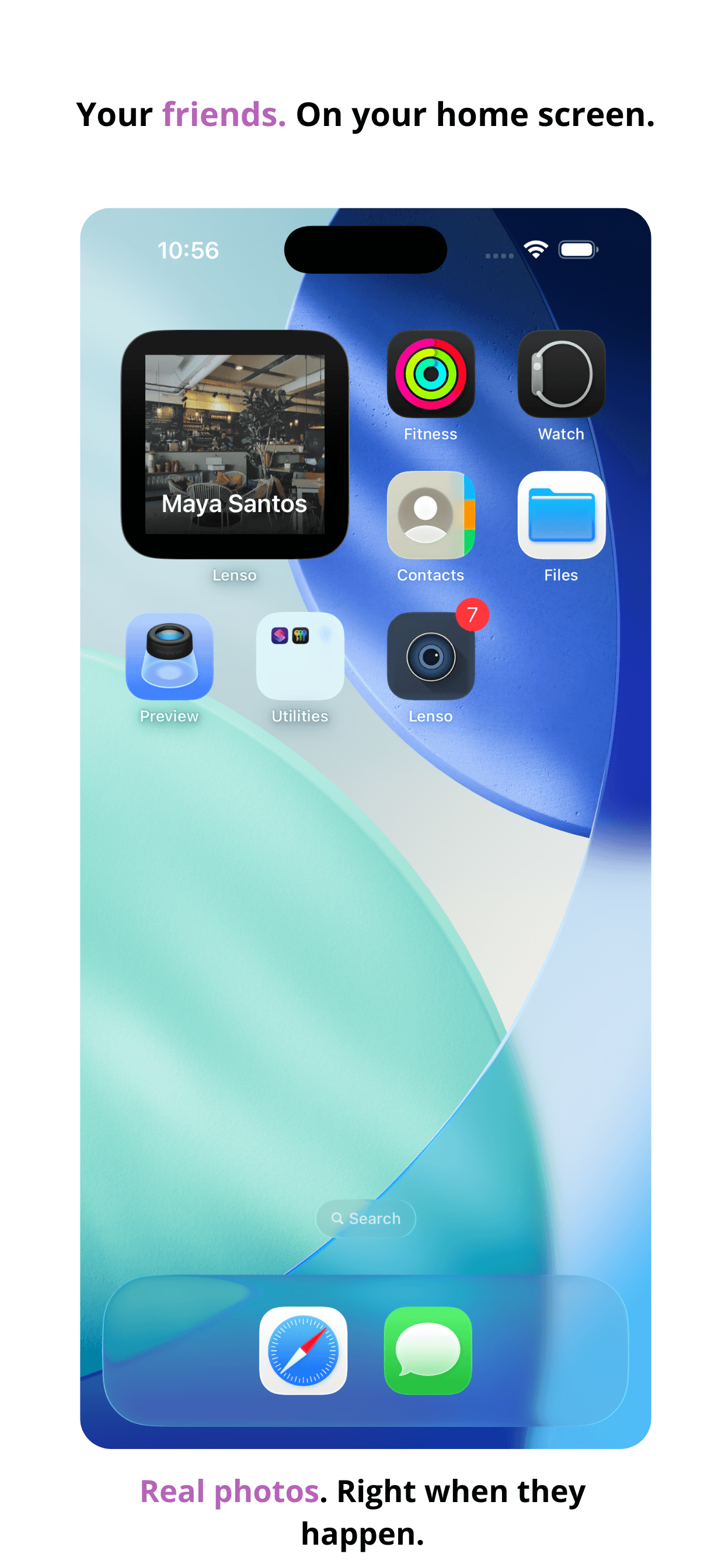 Lenso home screen widget on an iPhone